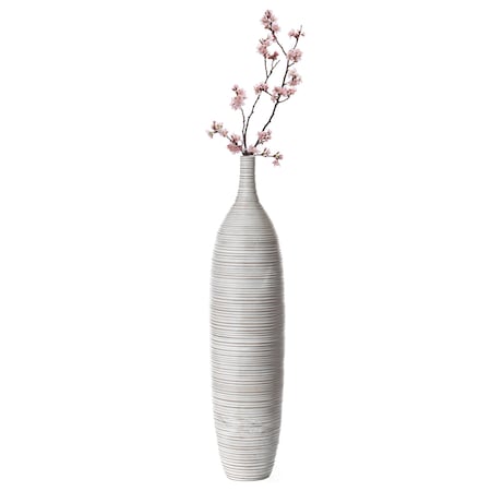 Uniquewise Modern Decorative Bottle Shape White Floor Vase Ribbed Design, 34 Inch QI004177.M